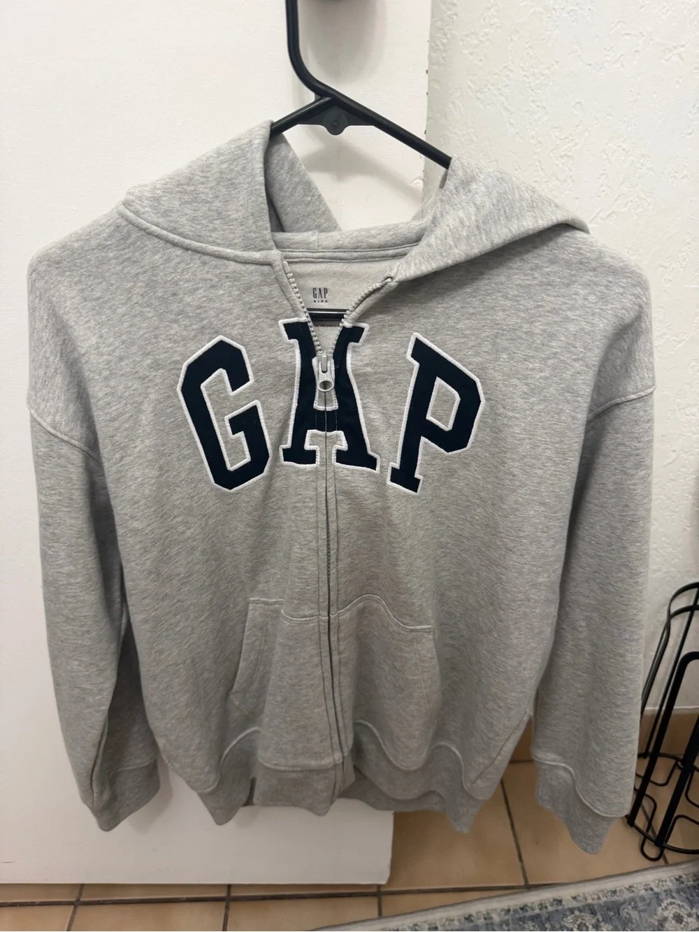 GAP Light Gray Zip Hoodie with black/navy  Logo